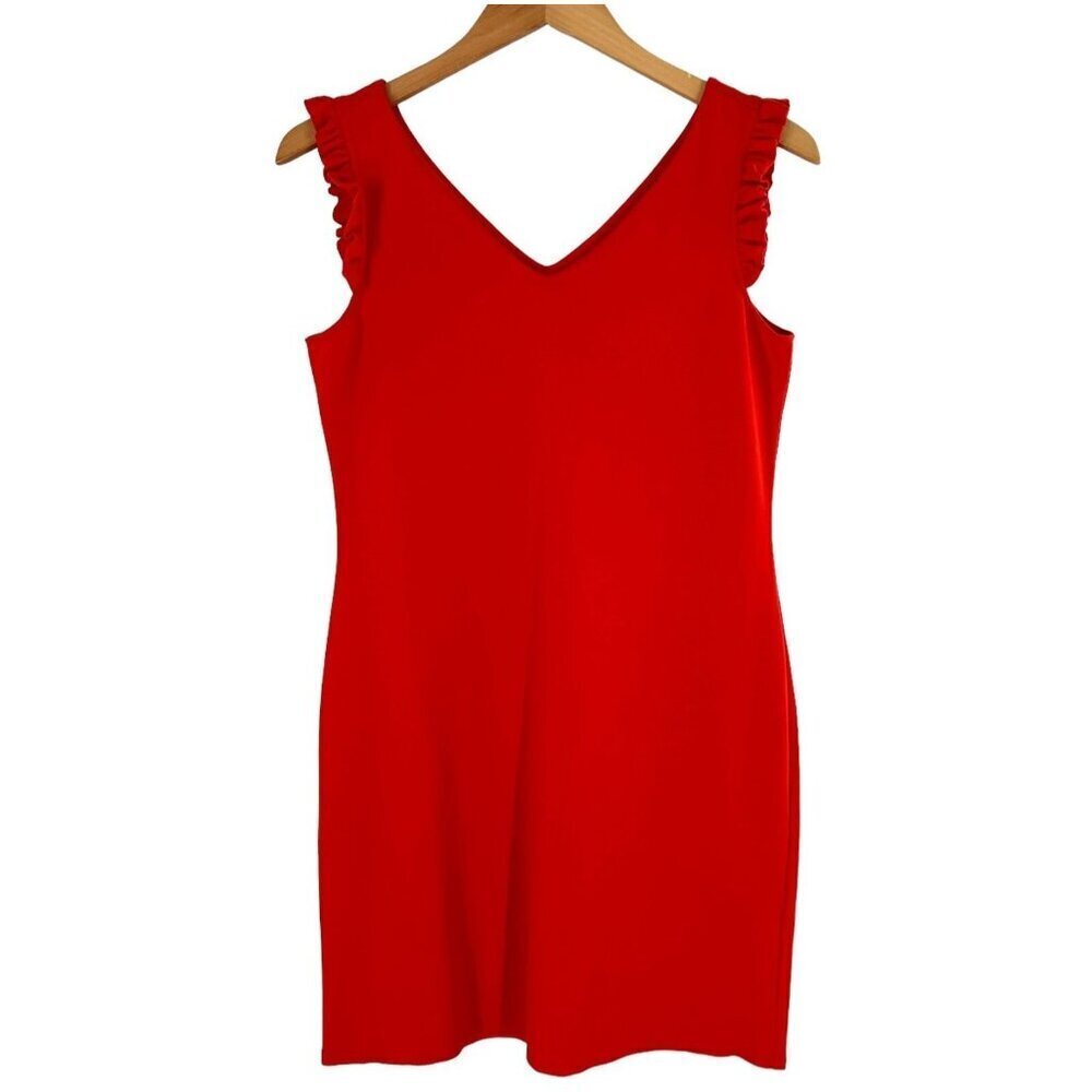 Jude Connally Bright Orange-Red Jude Cloth V-Neck Dress Size Small
